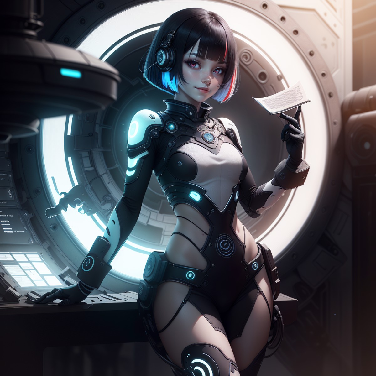 08650-132456-,yinyangtech , scifi, _scholar , scroll, 1girl,bob cut, pale skin, glowing eyes, smile ,closed mouth, multicolored hair,red e.png